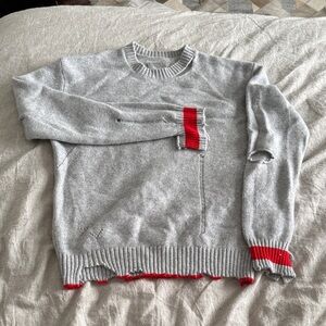 Zadig & Voltaire Light Gray Sweater with Red Trim